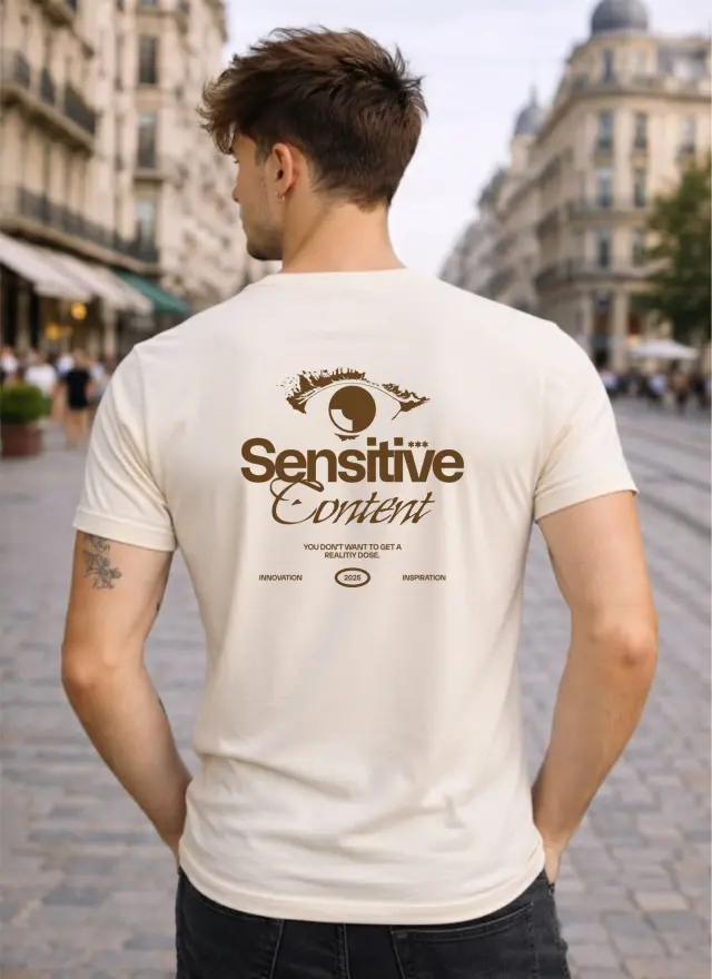 T-shirt Noshame® Off-white με τύπωμα Sensitive Content - 122589 - XXL