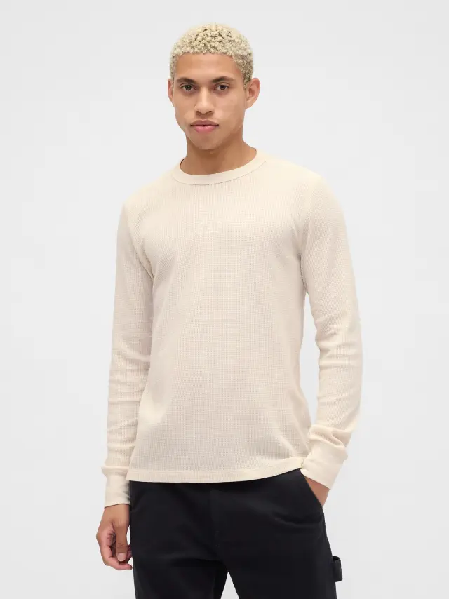 Gap Logo Waffle-Knit Crewneck Μπλούζα chino - XL
