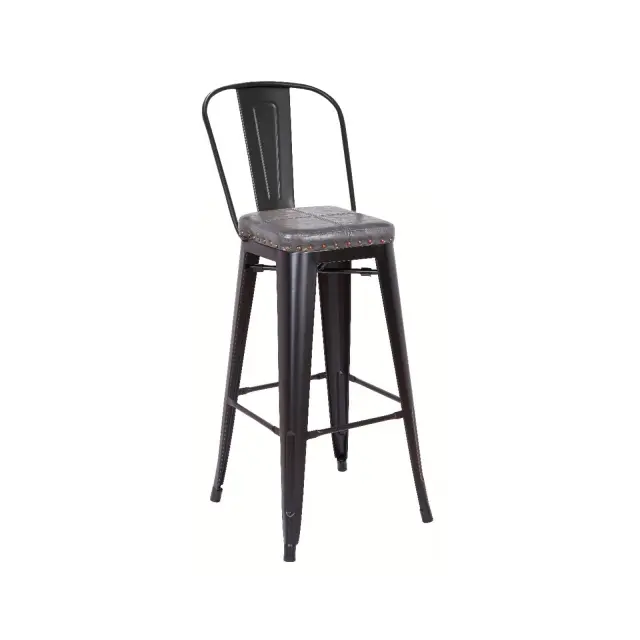 Σκαμπώ Bar RELIX Μέταλλο/PU Γκρι Σκούρο 43x43x114cm