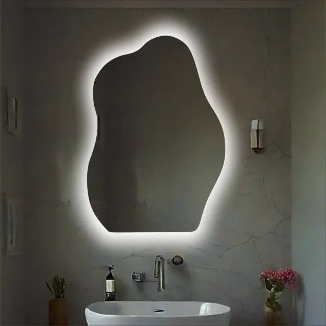 Stewehome Ασύμμετρος Καθρέφτης με LED Φωτισμό 67x95 cm 2