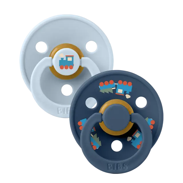 BIBS – COLOUR ΣΕΤ ΠΙΠΙΛΕΣ 2ΤΜΧ – HOLIDAY TRAIN BABY BLUE/STEEL BLUE – ΣΤΡΟΓΓΥΛΗ No2 2