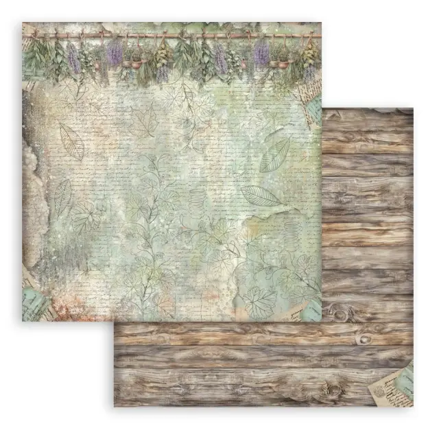 Χαρτιά scrapbooking 10τεμ, 20.3×20.3cm Stamperia, Herbarium Silvae, Backgrounds 3