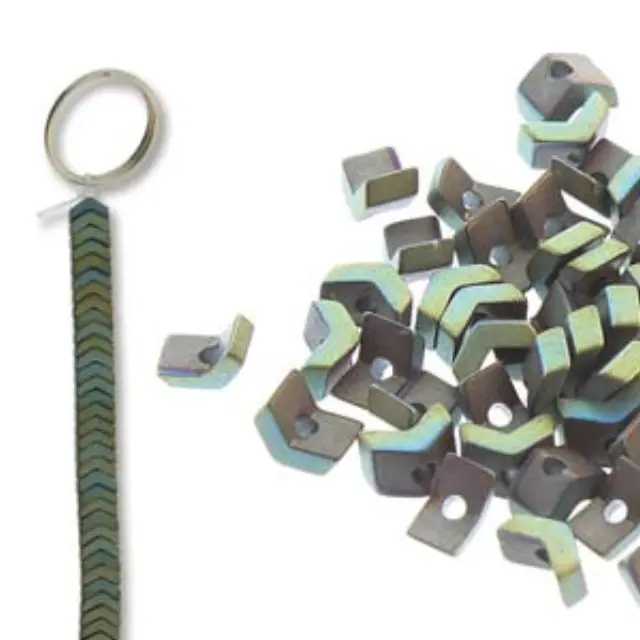 Χάντρα Αιματίτης Green - Chevron 1x3mm ~120τεμ