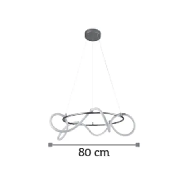 InLight Κρεμαστό φωτιστικό LED 80W 3000K από χρώμιο μέταλλο και σωλήνα σιλικόνης D:80cm (6017-A-CH) 3