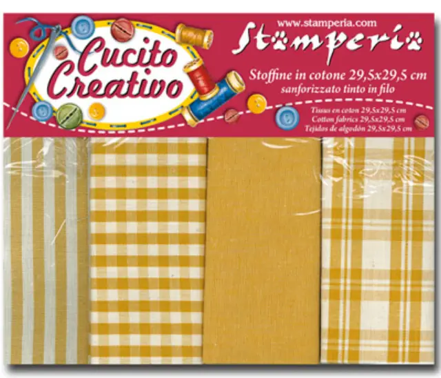 Σετ 4 Βαμβακερά Υφάσματα Mustard 29.5x29.5cm