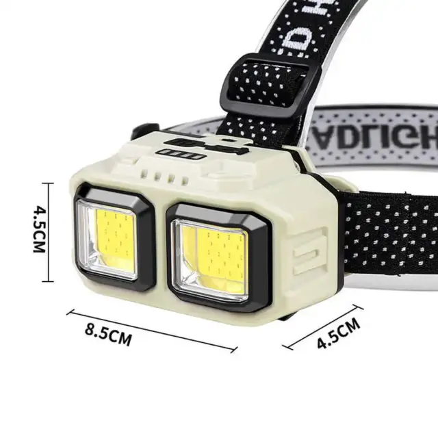 Edman LED Headlamp, Professional, USB Rechargeable, Motion Sensor, 4 Light Modes, 2 Brightness Levels, For Fishing, Hunting, Work, Battery Indicator, HX816S, Beige 2