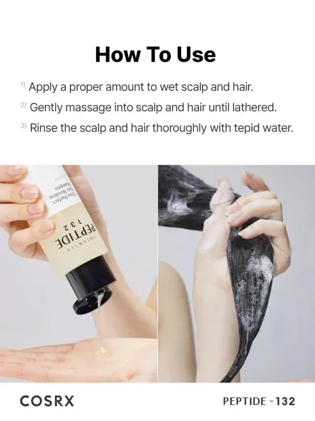 Cosrx Peptide 132 Ultra Perfect Hair Bonding Shampoo - Επανορθωτικό σαμπουάν για υγιή, δυνατά μαλλιά, 200ml 2