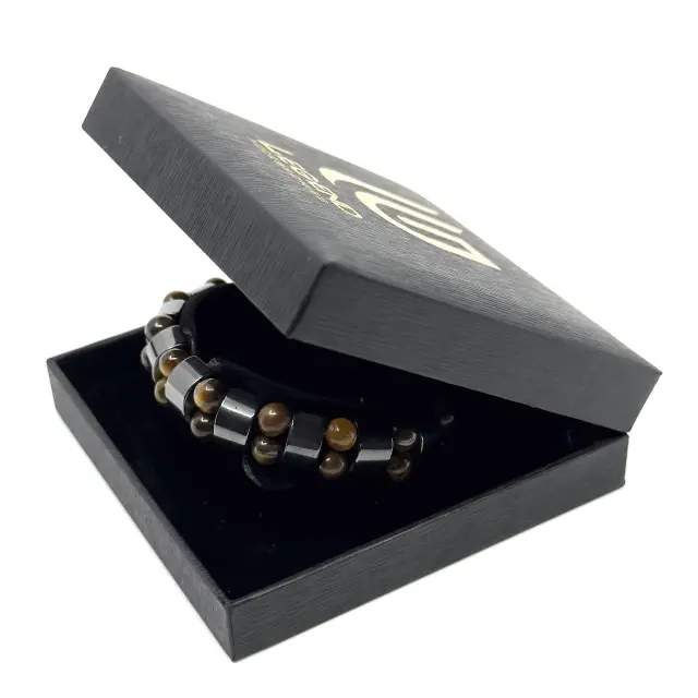 Tiger Eye Stone Ελαστικό Βραχιόλι με Ατσάλι 3