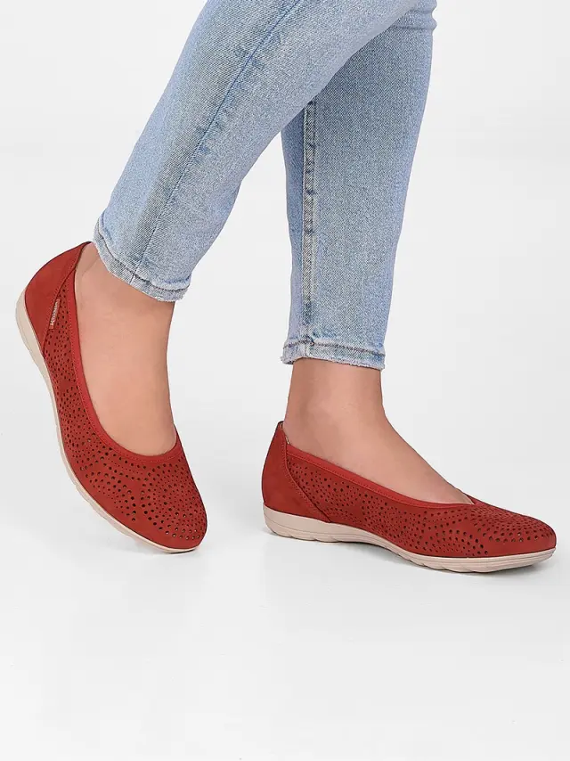 Mephisto Μπαλαρίνες Γυναικείο δέρμα Nubuck Κόκκινο MEP/ELSIE PERF SCARLET 2