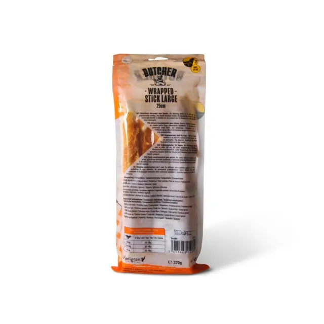 Vadigran Butcher BBQ Chicken Wrapped Stick Λιχουδιά Σκύλου με Κοτόπουλο Large 25cm 270gr 2