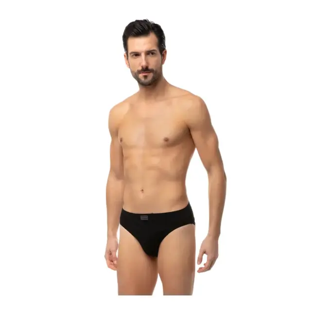 Sporties Βαμβακερό Ανδρικό Σλιπ με Εσωτερικό Λάστιχο 3 τεμάχια Minerva - Μαύρο 3