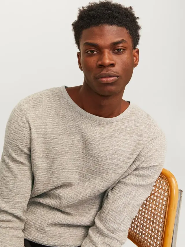 JJEGREG KNIT CREW NECK SN crockery 3