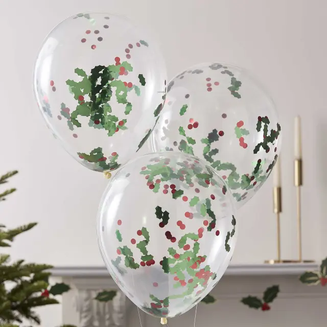 Μπαλόνια με κομφετί Holly And Berries / 5 τεμ