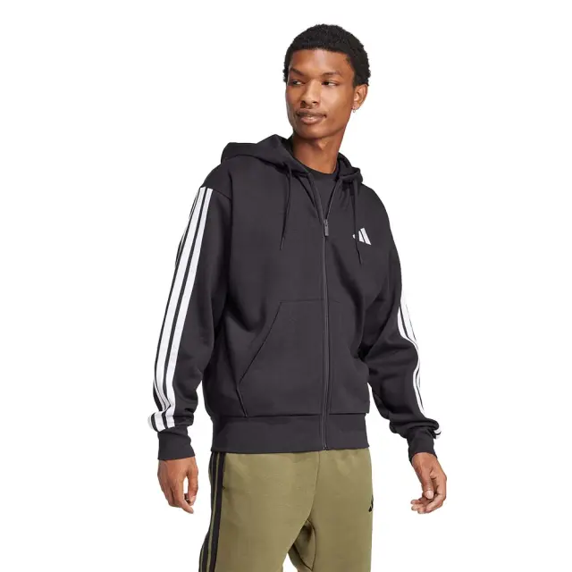 adidas Sportswear Men's 3Stripes Fleece Full-Zip Hoodie Μαύρο JD1870 (adidas Sportswear) 3