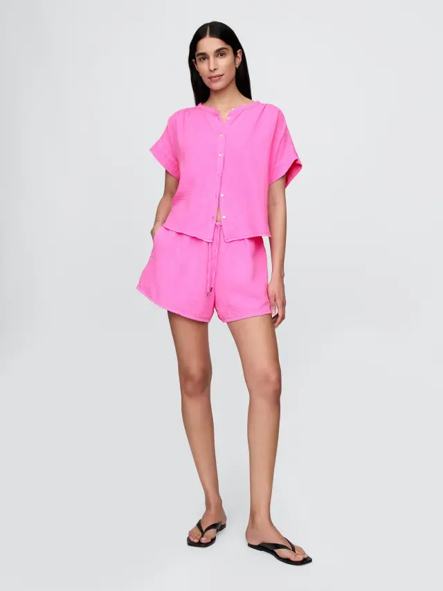 Crinkle Gauze Easy Σορτς Standout pink - S