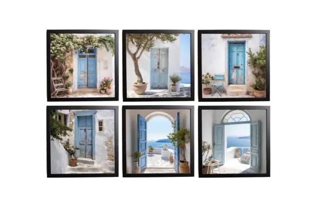 Θέμα (island ) 6 Κάδρα 37x37cm 6 κορνίζες ξύλινες χρώμα Μαύρο θέμα με πλαστικοποίηση (Κ 2033/69+ island)