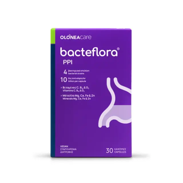 Olonea BacteFlora PPI Προβιοτικό για την Συμπλήρωση & Εξισορρόπηση της Μικροβιακής Χλωρίδας του Εντέρου, 30 κάψουλες