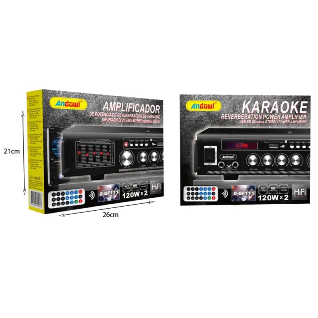 Andowl Ενισχυτής με λειτουργία Karaoke 120Wx2 HiFi Q-GF111 - Karaoke Reverberation Power Amplifier 075765 2