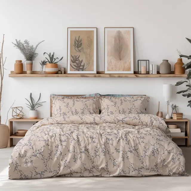 Beauty Home Σετ κουβερλί υπέρδιπλο Art 12210 Anastasia 100% Βαμβακοσατέν 300tc 220x240 Μπεζ