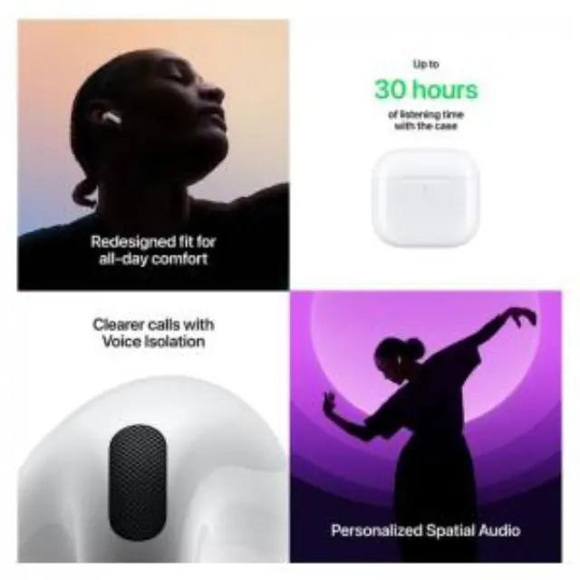 Apple AirPods 4 with Active Noise Cancellation Earbud Bluetooth Handsfree Ακουστικά με Αντοχή στον Ιδρώτα και Θήκη Φόρτισης Λευκά 3