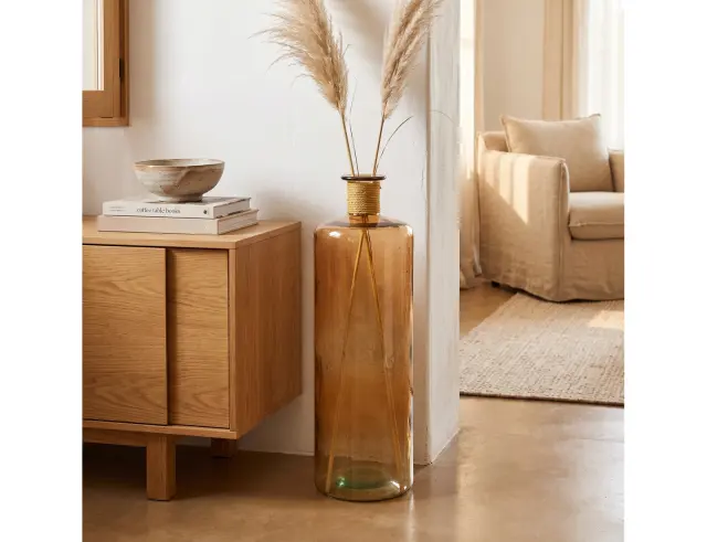Διακοσμητικό Βάζο Glass Drops Frances Enea (E4750DB04) Aπό 100% ανακυκλωμένο γυαλί, Χωρητικότητας 32L, Διαστάσεων Ø 25 x Υ 75 cm, Cinnamon E4750DB04