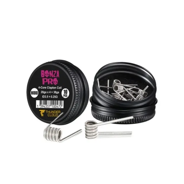 4-Core Clapton Premade Coils Ni80 0.23Ω/0.25Ω (10τμχ) – Thunder Cloud x Vaping Bogan 0.25ohm