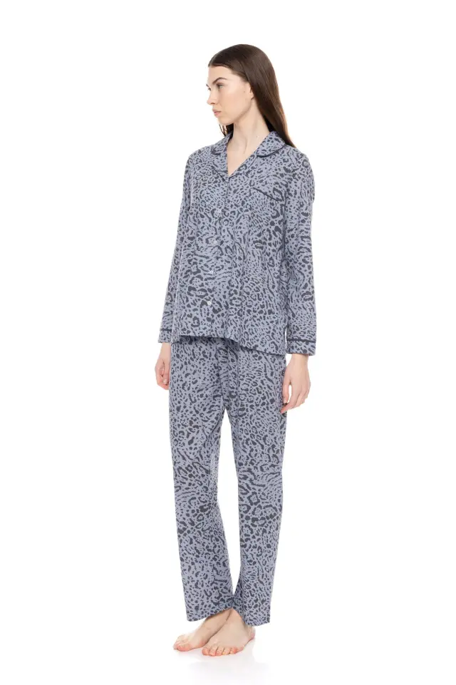 Γυναικεία πυτζάμα κουμπωτήGrey Leo W1525 Τύπος Pink Label 2