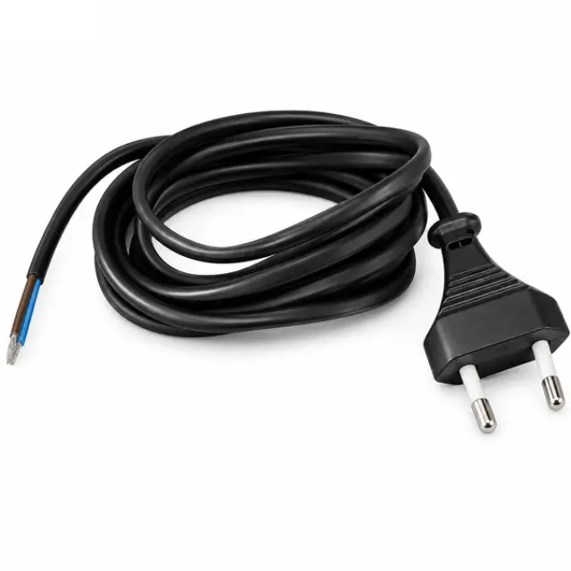 Flat Cord 3m 2×0.75mm² 2.5A 250V~ IP20 EU Plug Black