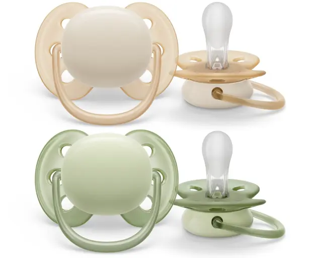 Philips Avent Ultra Soft Πιπίλα Σιλικόνης 0-6 Μηνών Μπεζ-Πράσινο, 2τμχ