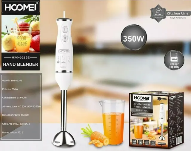 Hoomei HM-6635S Ραβδομπλέντερ με Ανοξείδωτη Ράβδο 350W Λευκό 3