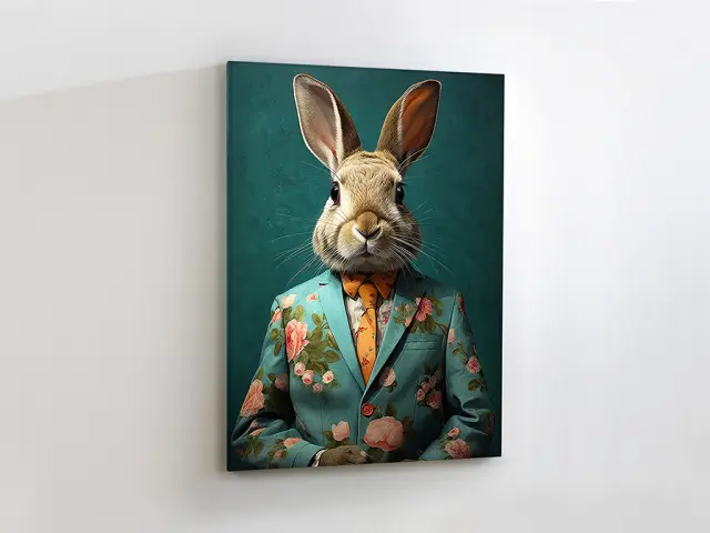 Mr Rabbit 679602 ακρυλικός πίνακας Γκρί Πολύχρωμο Πράσινο Ροζ 3