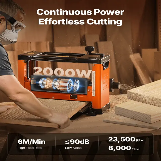 Ξεχονδριστήρας Ξύλου Πάγκου 2000W 330mm – Πλάνη με Ελικοειδή Κεφαλή (Spiral) 24 Λεπίδων 3