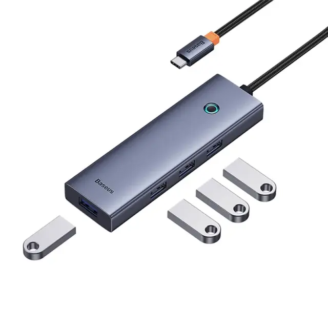 Baseus UltraJoy USB 3.0 Hub 4 Θυρών με σύνδεση USB-C Γκρι (B0005280A813-03) (BASB0005280A813-03) 2