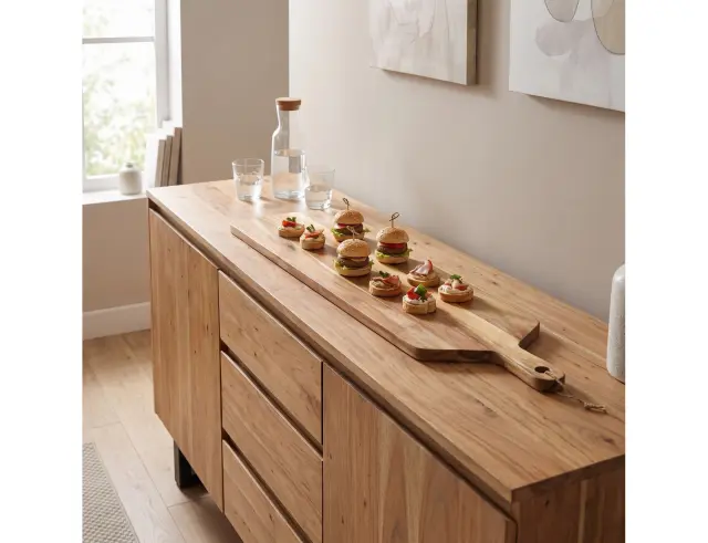 Ξύλινη επιφάνεια κοπής και σερβιρίσματος Home Deco Factory με λαβή, από Ξύλο Ακακίας, 100x20x1.5cm KA0283