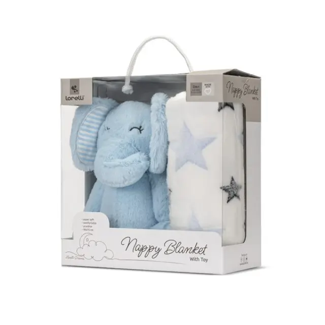 Lorelli Σετ Δώρου Κουβέρτα Αγκαλιάς 75*90cm Blue Elephant 10340182501 3