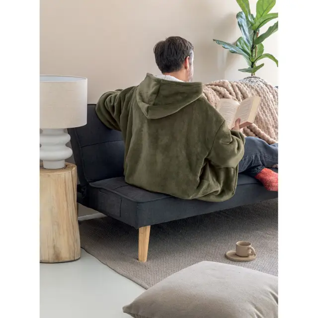 Κουβέρτα Με Μανίκια Και Κουκούλα 90x100 Palamaiki Huhu 2 Flannel-Sherpa- Khaki