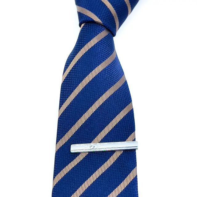 Ασημί Κλιπ Γραβάτας 4,5 cm με Στρας – LGTC-62 3