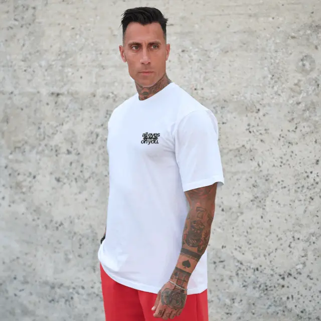 T-shirt Noshame® Oversized Λευκό με τύπωμα All Eyes On You - 142696 - XXL 2