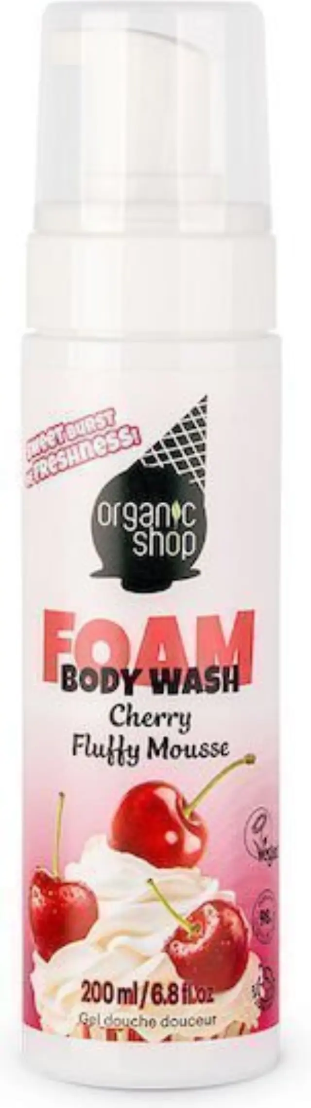Organic Shop Ice Cream Foam Body Wash Cherry Fluffy Mousse Αφρόλουτρο σε Μορφή Αφρού με Αρωμα Κεράσι 200ml
