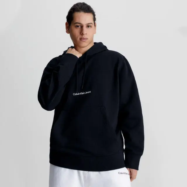 Calvin Klein - Ανδρικό Φούτερ με Κουκούλα και Τσέπες Institutional J30J322894-BEH Μαύρο - 2XL 2
