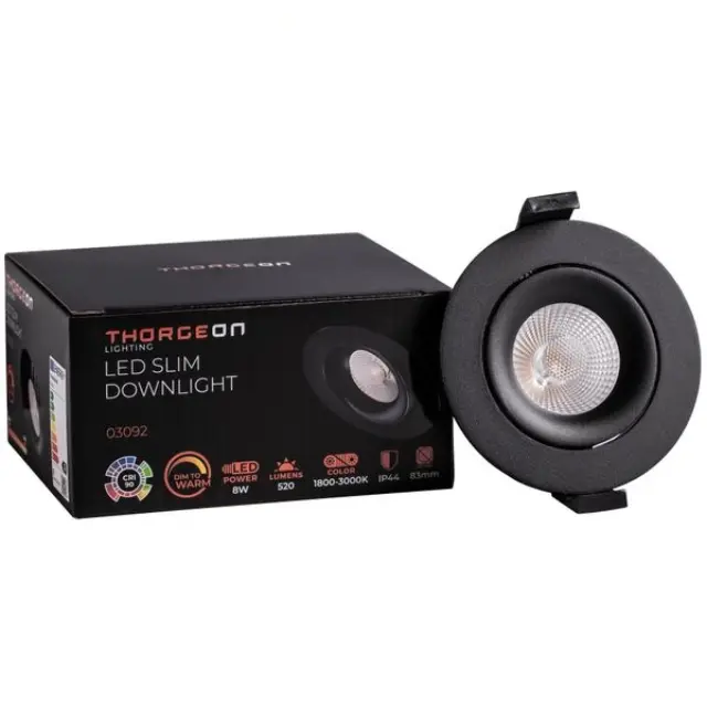 LED Downlight 8W Dim to Warm 520lm IP44 38° CRI>90 PF>0,9 (Internal Driver Included) RAL9005
