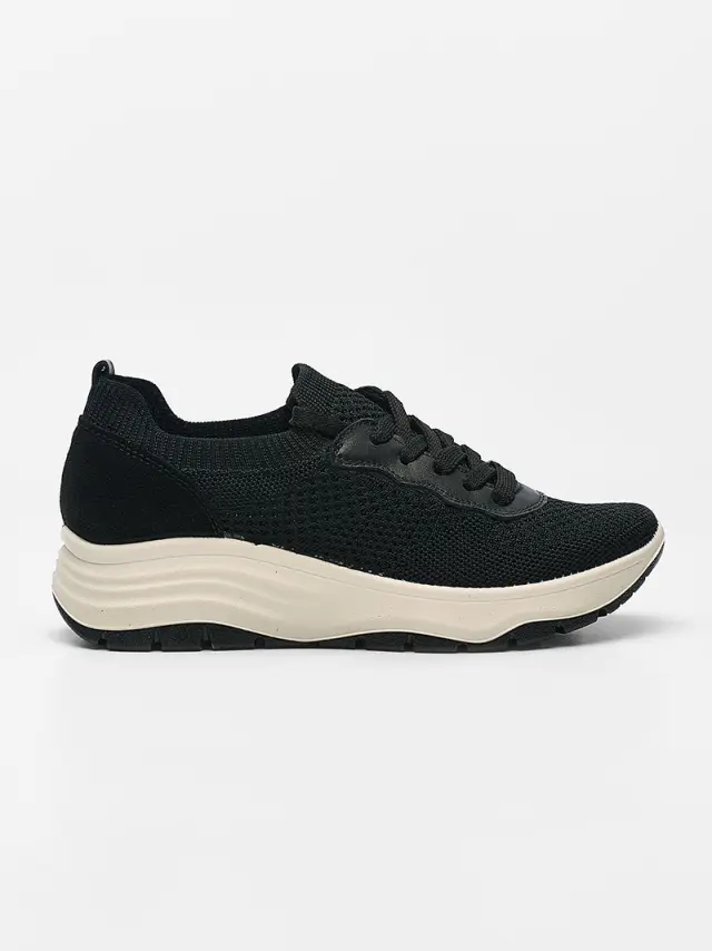 Imac Sneakers Γυναικείο ύφασμα/δέρμα Nubuck Μαύρο IMA/756370 BLACK 3