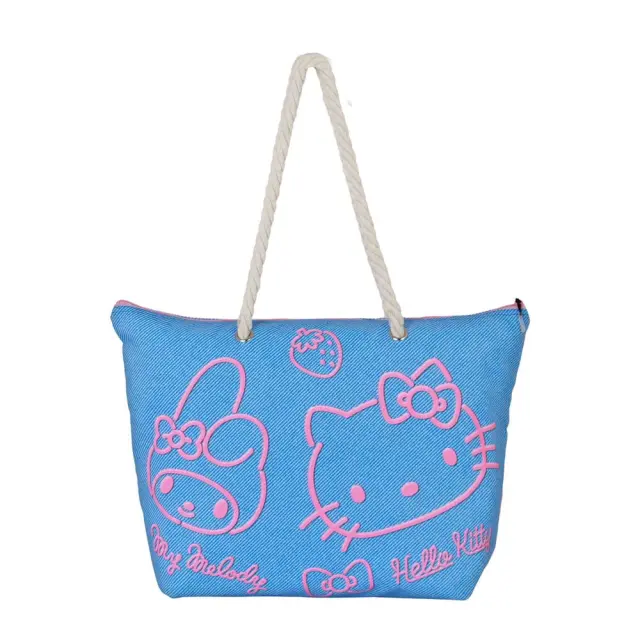Τσάντα Θαλάσσης Hello Kitty Blue Soleil Beach Bag Hello Kitty Denim 08661 2