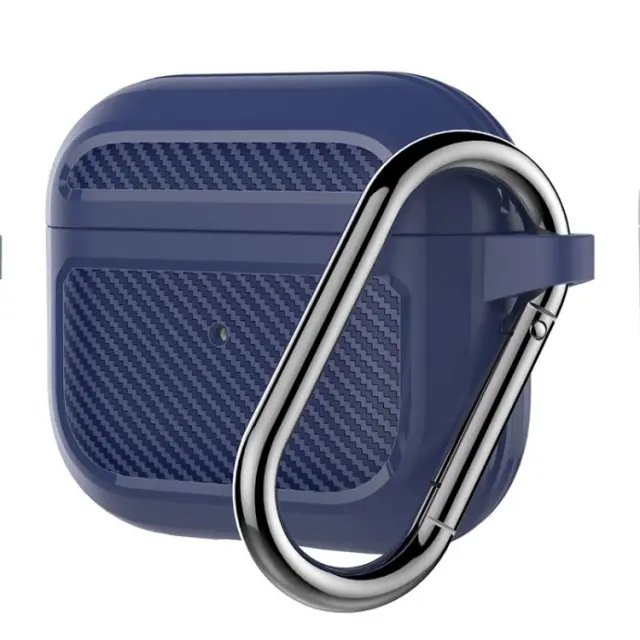 Carbon Fiber TPU Earphones Case & Hook για Airpods 3- Blue ΟΕΜ