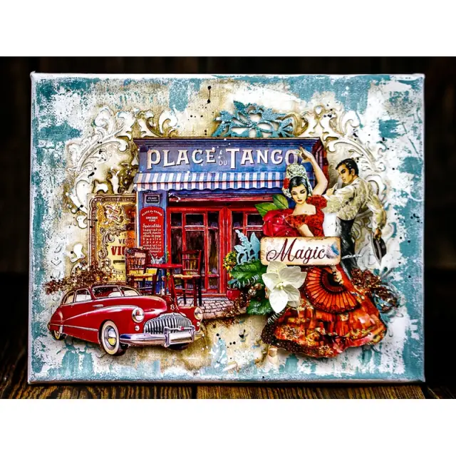 Χαρτί scrapbooking διπλής όψης 30x30cm Stamperia, Desire, Place of Tango 2