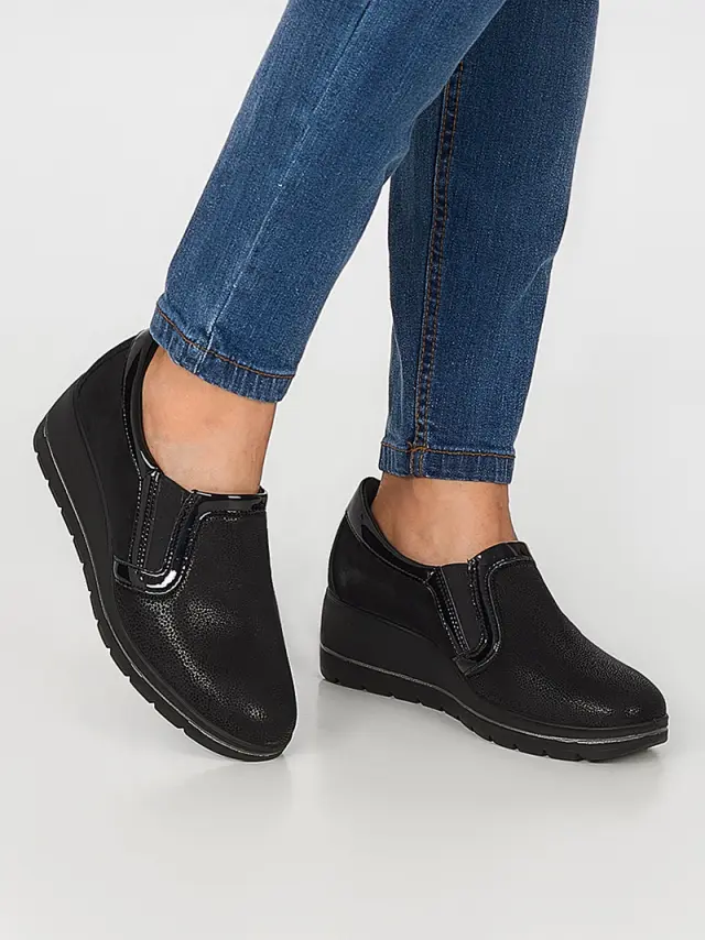 Imac Μοκασίνια-Loafers Γυναικείο δέρμα Nubuck/δέρμα λουστρίνι Μαύρο IMA/655730 SINT.PL/NERO 2