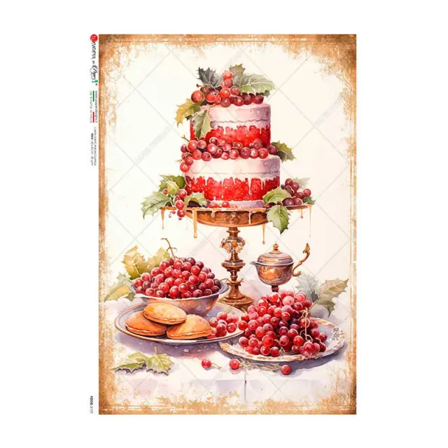 Ριζόχαρτο για Decoupage PaperD, Τούρτα με κόκκινο γλάσο, 30x40cm