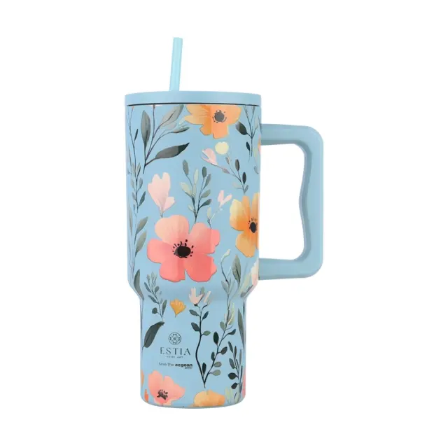Estia Θερμος Straw Tumbler XL Save The Aegean Sky Garden 900 ml