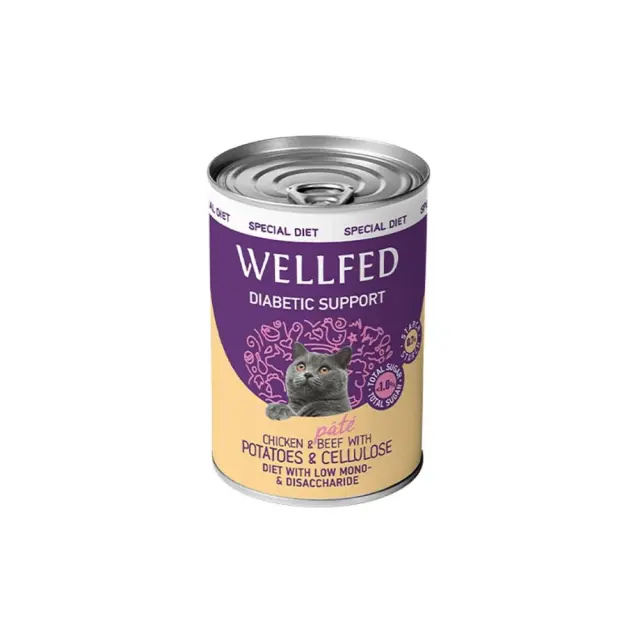 Wellfed Diabetic Support Πατέ Κοτόπουλο & Βοδινό με Πατάτες & Κυτταρίνη 400gr Μονόχρωμο