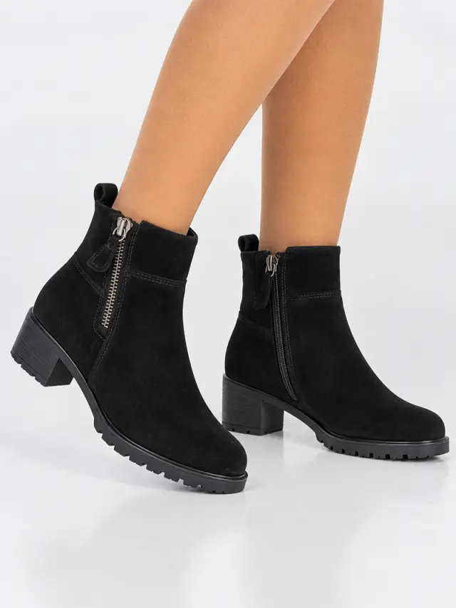 Gabor Μποτάκια με Τακούνι Γυναικείο δέρμα Nubuck Μαύρο GAB/803202 002-BLACK - 39 2